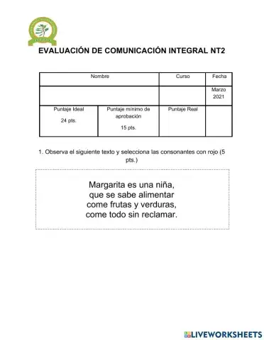 Prueba Diagnóstica Segundo Nivel de Transición