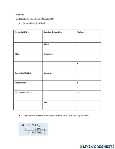 Ejercicios Sistema internacional de medida