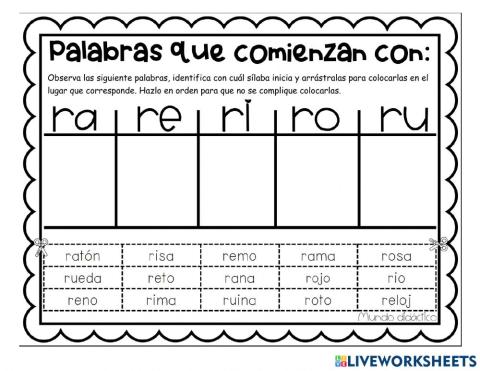 Sílaba de r sonido fuerte