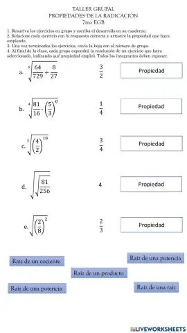 Propiedades de la radicación