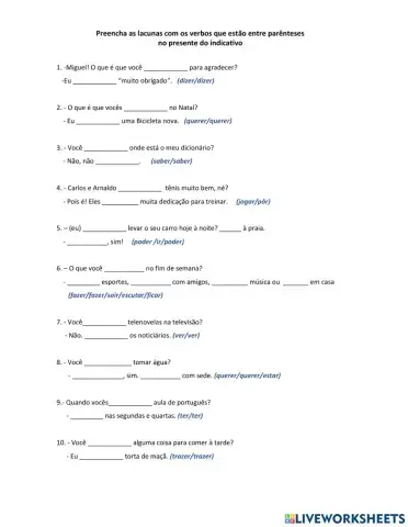 Presente do indicativo