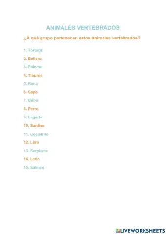 Animales vertebrados