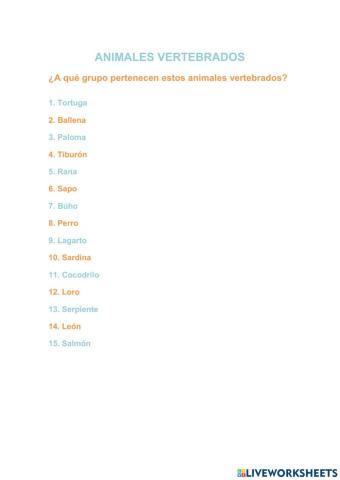 Animales vertebrados