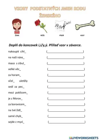 Vzory podst.jmen rodu ženského