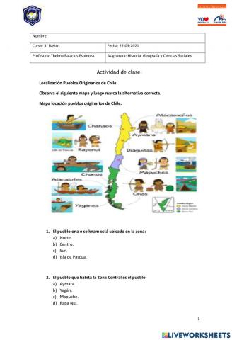 Localización pueblos originarios de Chile