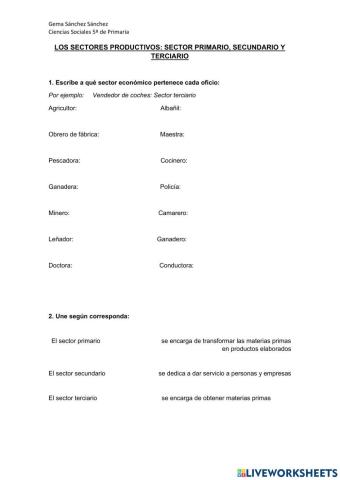Los sectores de trabajo