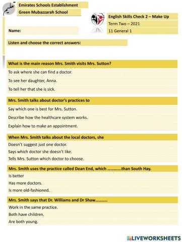 Skills check 2- Listening- Make Up