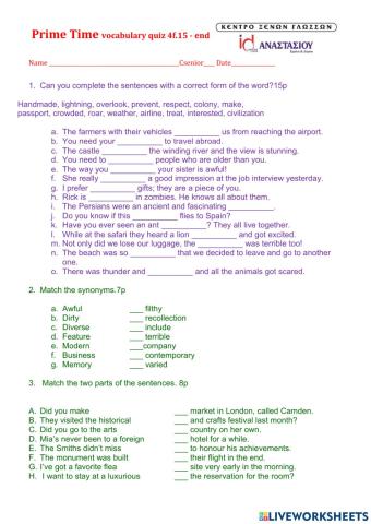 Prime time pre intermediate 4f-end