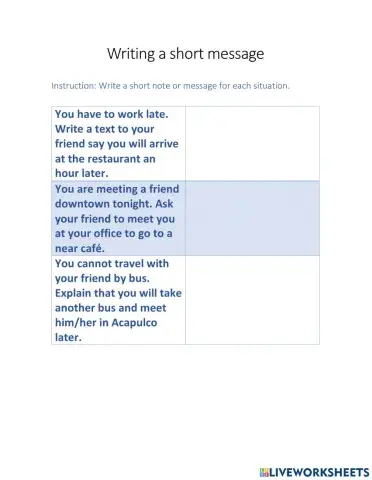 Writing a short message