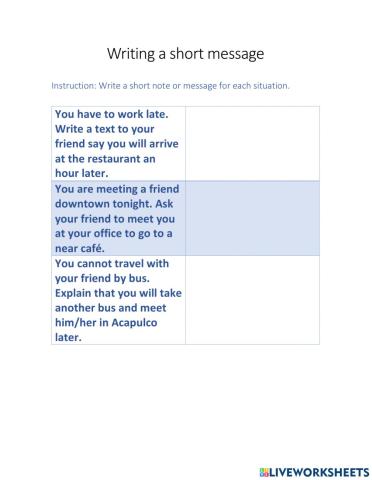 Writing a short message