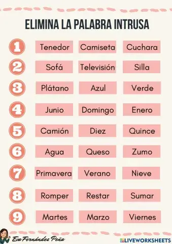 Identifica la palabra intrusa