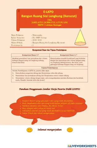 Bangun Ruang Sisi Lengkung (Kerucut)