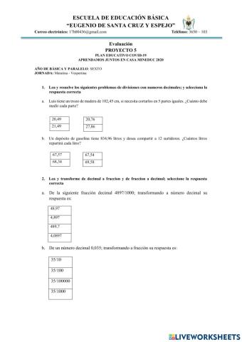 Los números en nuestro relieve parcial 5