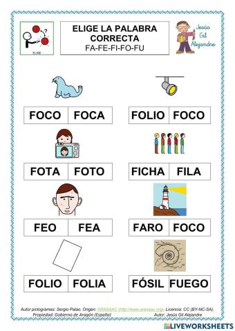 Elige la palabra correcta CON fa fe fi fo fu MAYÚSCULAS 1