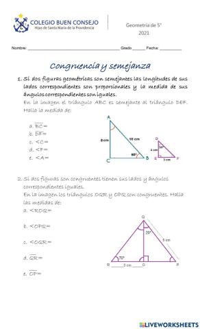 Semejanza y congruencia de figuras