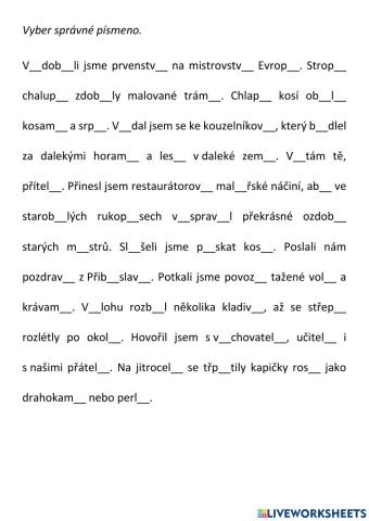 Opakování koncovky podstatných jmen