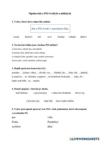 Přídavná jména tvrdá a měkká