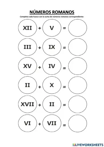 Sumas con números romanos