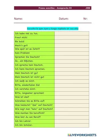 Frases sencillas (Aussprache) 03