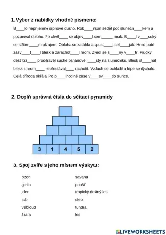 Páťáci různé úkoly