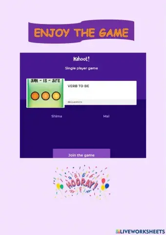 Verb to be Kahoot