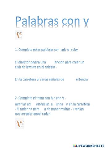 Palabras con v