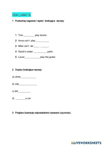 Brainy 4, unit 5, test