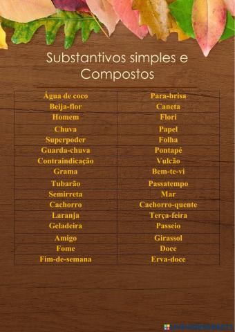 Substantivos Compostos e Simples