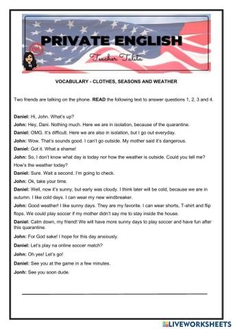 Vocabulary - Clothes, seasons and weather