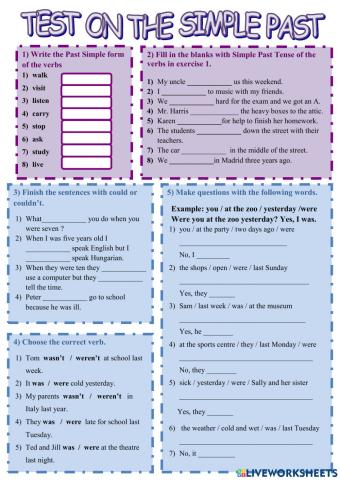 Test on the simple past and be-could