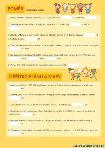 POMĚR, MĚŘÍTKO MAPY