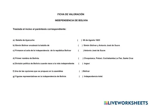 Independencia de bolivia