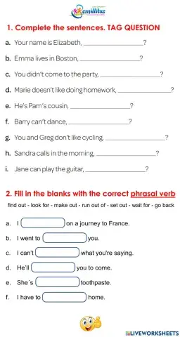 Quiz No. 2 - Tag Question and Phrasal Verbs