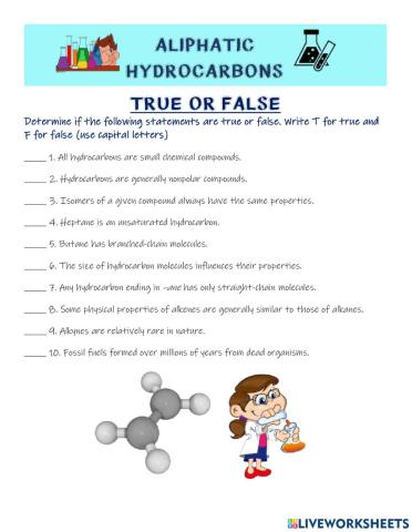 Aliphatic hydrocarbons true or false