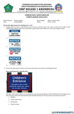 Ujian Sekolah Bahasa Inggris