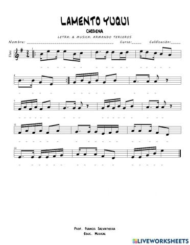 PARTITURA LAMENTO YUQUI