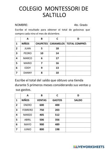 Ejercicioen Excel ficha 2