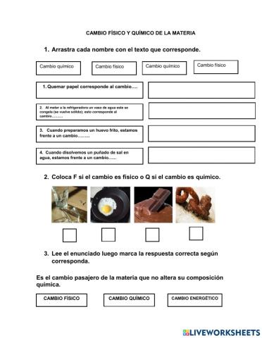 Cambios de la materia