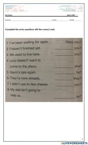 1ºmedio. Echo questions