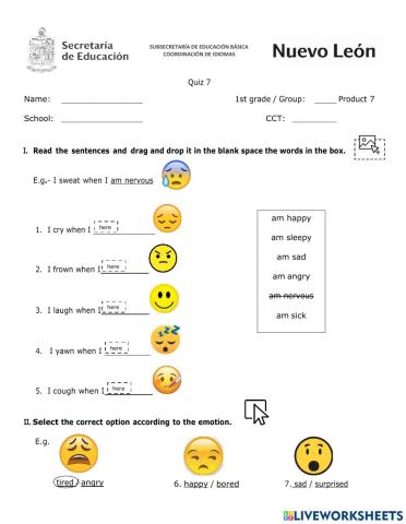 Product 7: Quiz 1st grade