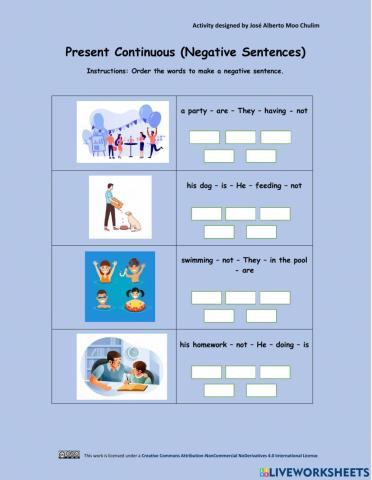 Present Continuous (Negative Sentences)