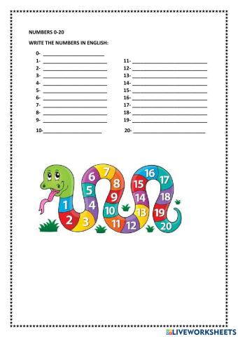 Numbers 0-20