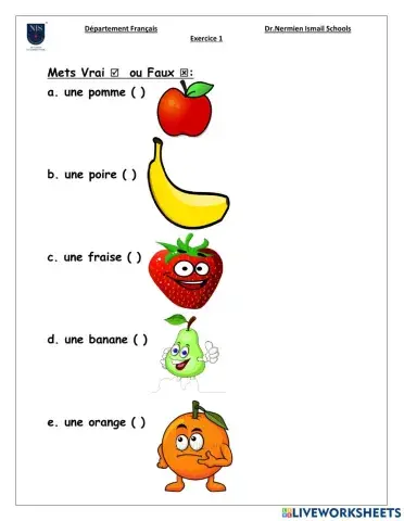 Les fruits(Vrai ou Faux)