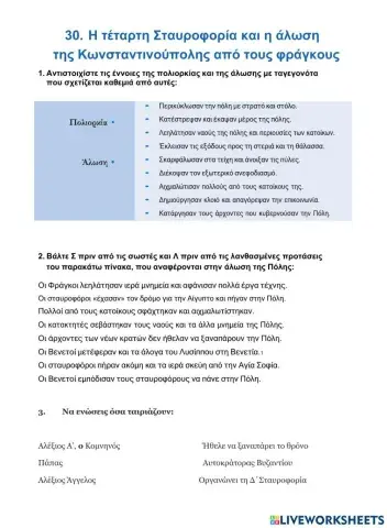 30α. Η τέταρτη σταυροφορία και η άλωση της Κωνσταντινούπολης από τους Φράγκους