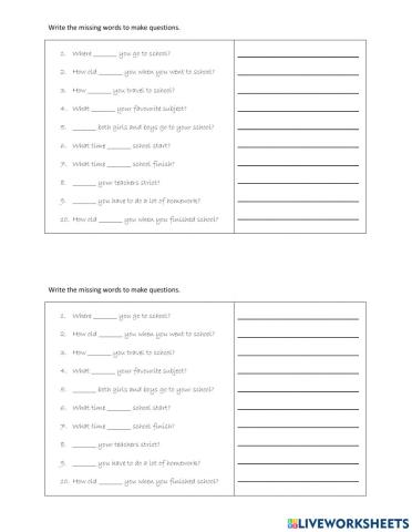 Asking Questions About Schooldays