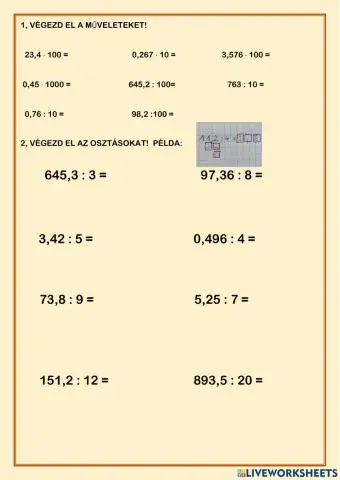 Tizedestört osztása
