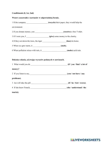 Conditionals - 0, 1st, 2nd