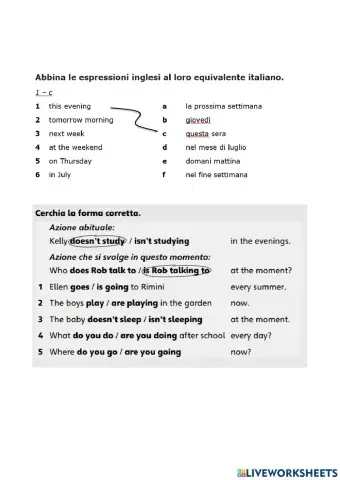 Test simple present-present continuous fila C
