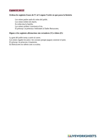 Comprensió lectora Xalop, Bori-Bori i el lladre Butxacotes Cap.15,16i17