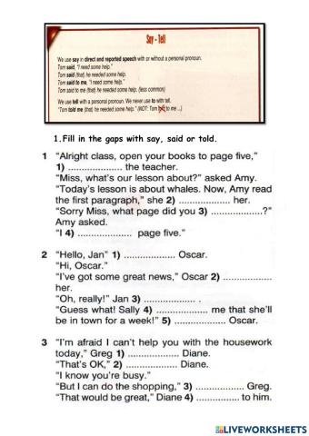 Reported statements say-tell